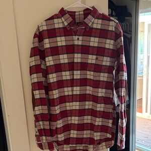 Men's Red Plaid Button-Down Shirt